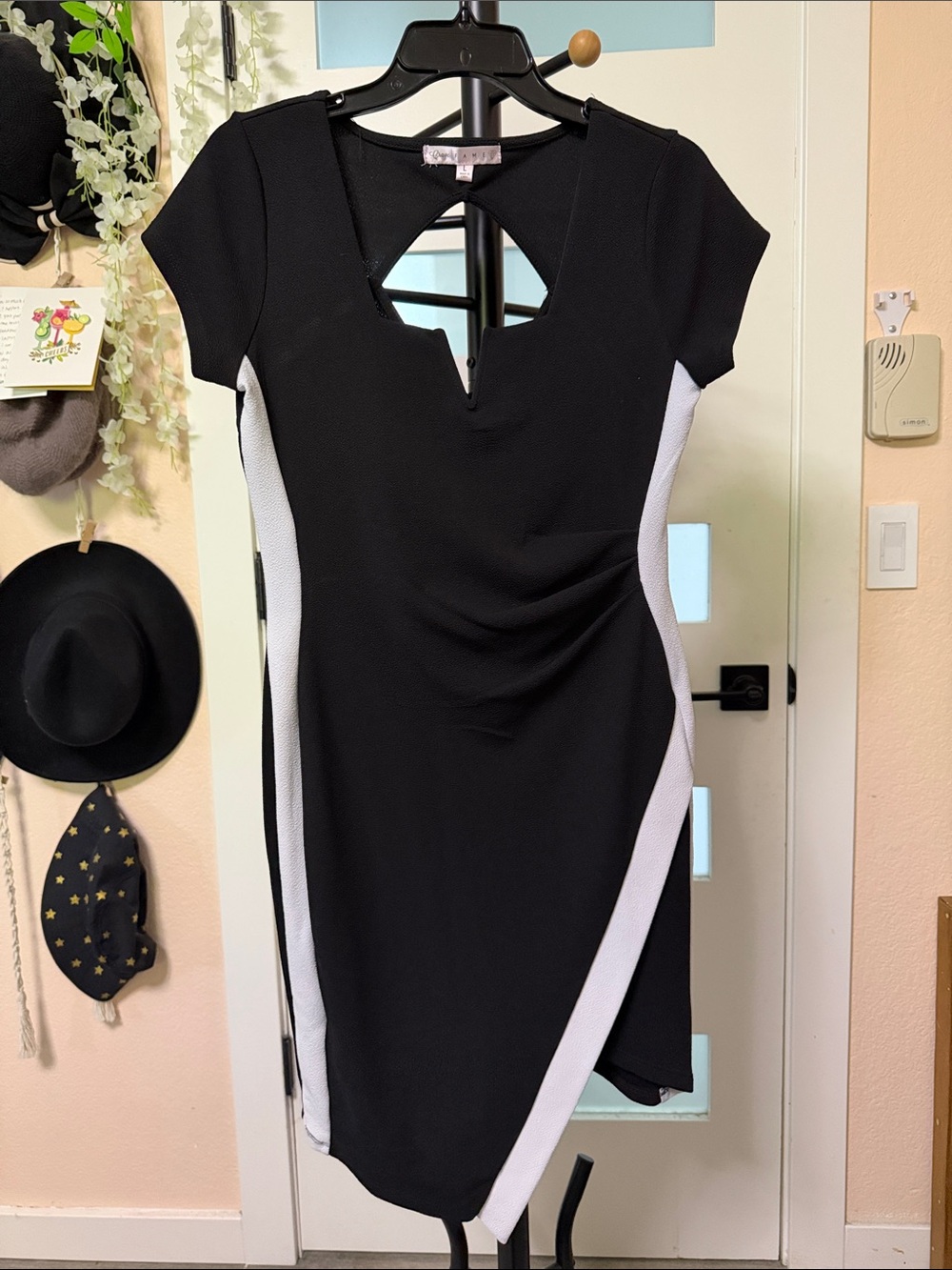 Crave Fame Black Dress with White Contrast Panels